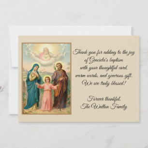 Baptismal Holy Family Jesus Mary Joesph Thank You Card
