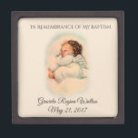 Baptismal Vintage Baby Girl Angel  Keepsake Gift Box<br><div class="desc">This personalised traditional Baptismal keepsake jewellery box has a darling image of a vintage baby girl angel sleeping on a cloud. There is an area for you to personalise with the name of the child. It would be a perfect keepsake to store all the small gifts and mementos of that...</div>