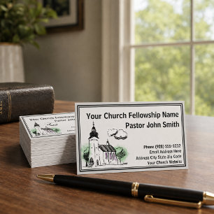 Baptist Watercolor Church Business Cards