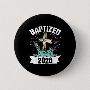 Baptized 2026 6 cm round badge