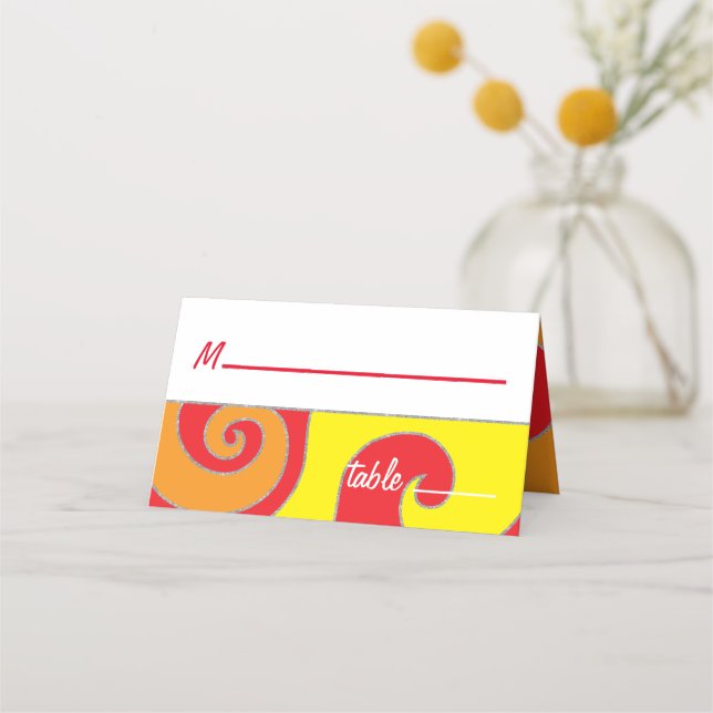 Bar an Bat Mitzvah Swirls Place Card (Front)