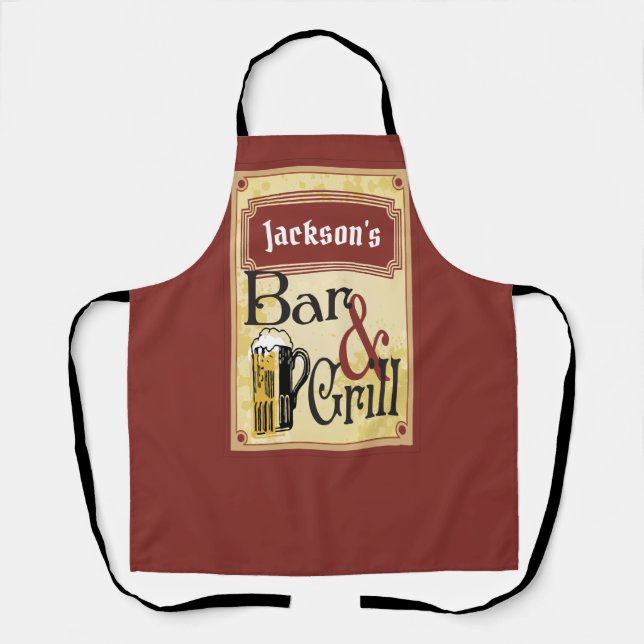 Bar and Grill sign add name Apron (Front)