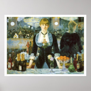 Bar at the Folies Bergere by Manet, Vintage Art Poster