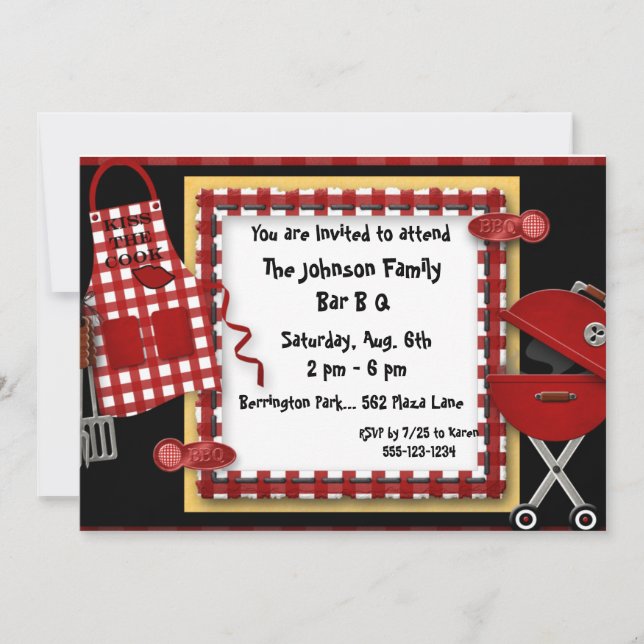 Bar B Q Picnic Party Invitations Announcement (Front)