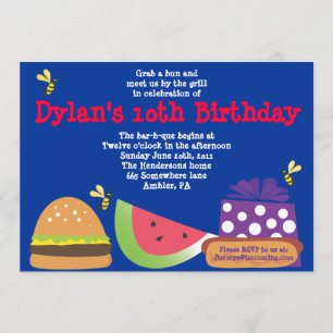 Bar-B-Que Birthday Bumble Bee Party Invitation