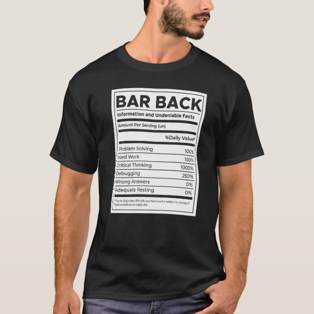 Bar Back Nutrition Information   T-Shirt (Front)