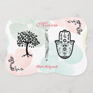 Bar Bat Bnai Hamsa Tree of Life Mitzvah Invitation
