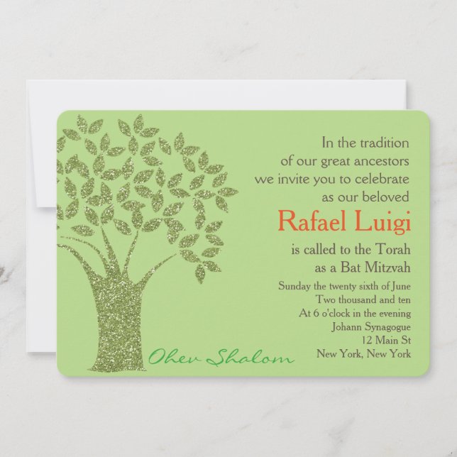 Bar Bat Bnai Tree of Life Mitzvah Invitation (Front)