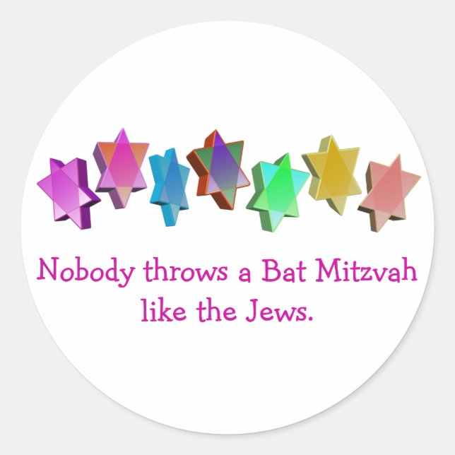 Bar/Bat Mitzvah Classic Round Sticker (Front)