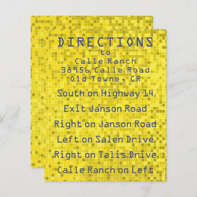 Bar Bat Mitzvah Enclosure/Direction Card Game On (Front/Back)