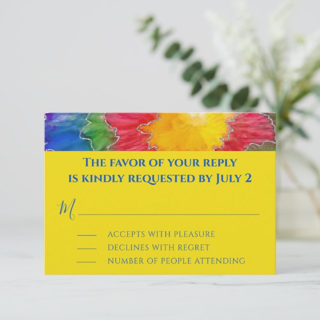 Bar Bat Mitzvah Enclosure RSVP Cards Colourful Ink (Standing Front)