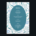 Bar Bat Mitzvah Jewish Wedding Botanicals Custom Menu<br><div class="desc">Perfect custom menu for a bat mitzvah, bar mitzvah or other Jewish celebration! Hand made watercolor art for you on the front and back side! FULLY CUSTOMIZABLE! Click on “Personalise” above to edit the text. Click "edit using design tool" to adjust the fonts, colours and placements and to delete the...</div>