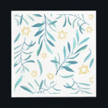 Bar Bat Mitzvah Jewish Wedding Hanukkah Watercolor Napkin<br><div class="desc">Perfect napkins for a bat mitzvah, bar mitzvah, jewish wedding, jewish holidays or other Jewish celebration! Hand made watercolor art for you! FULLY CUSTOMIZABLE! Click "edit using design tool" to add text, adjust colours and placements (or check my shop for designs with editable text). THANK YOU FOR SUPPORTING INDEPENDENT ARTISTS!...</div>