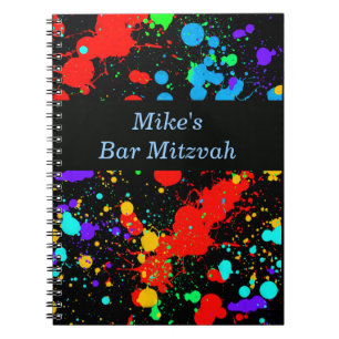 Bar, Bat Mitzvah Neon Paint Splatter Guest Book