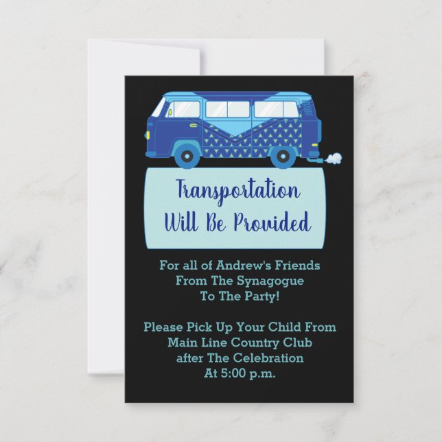 Bar Bat Mitzvah Transportation Mini Bus Card (Front)