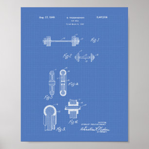 Bar Bell 1948 Patent Art Blueprint Poster