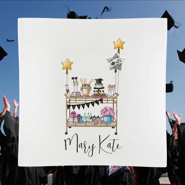 Bar Cart Class of Script Personalised Graduation Napkin (Creator Uploaded)