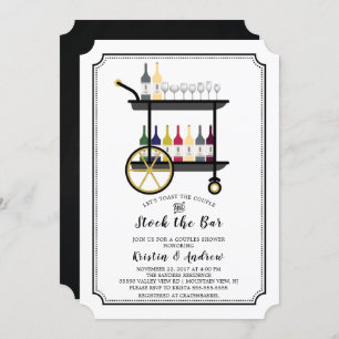 Bar Cart Stock the Bar Couples Shower Invitation