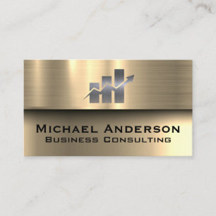 Bar Chart Financials   Gold Metallic Business Card