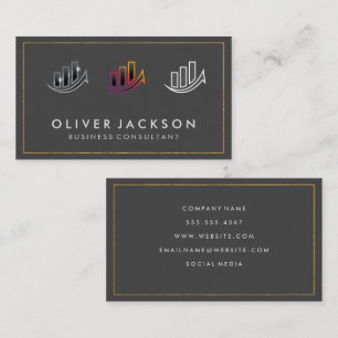 Bar Chart Graph   Gold Border Business Card