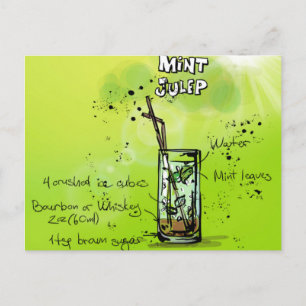 Bar Cocktail Recipe Postcard