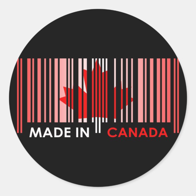 Bar Code Flag Colour CANADA Dark Design Classic Round Sticker (Front)