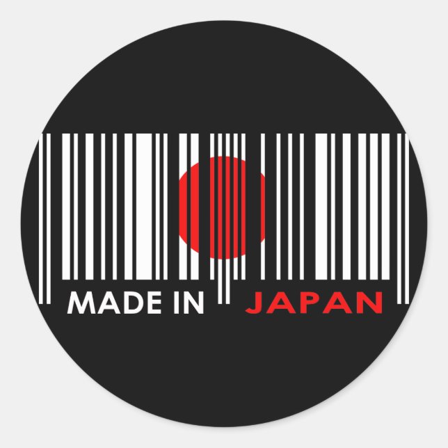 Bar Code Flag Colours JAPAN Dark Design Classic Round Sticker (Front)