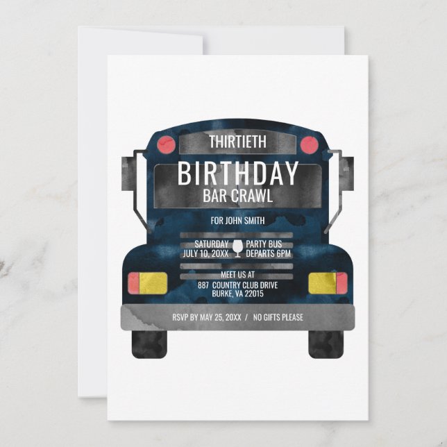 Bar Crawl Party Bus Invitation (Front)