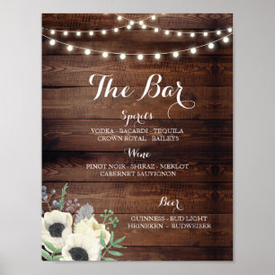 Bar Floral Anemone Wood Sign Wedding Reception