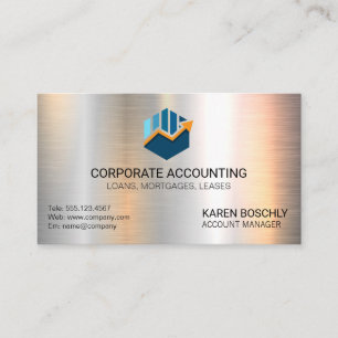 Bar Graph Accounting   Money Icon   Metallic Business Card