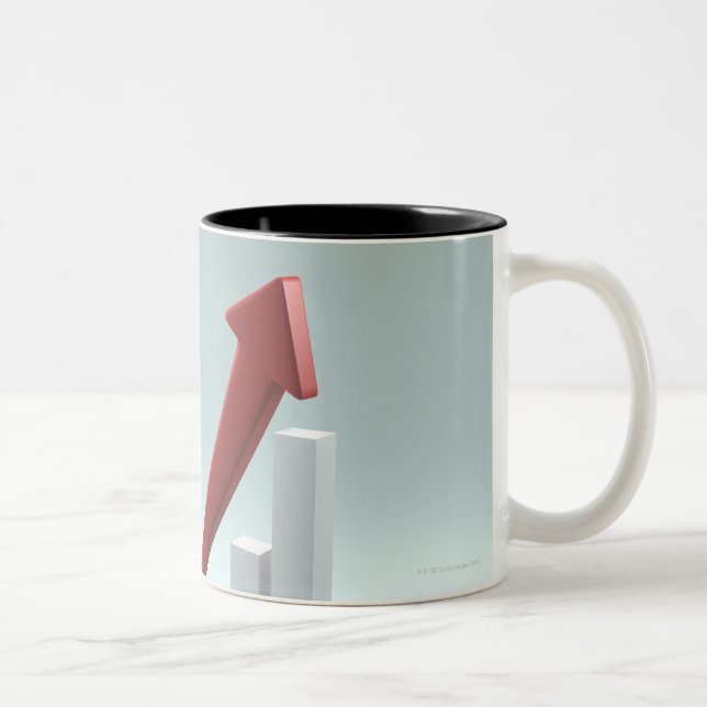 Bar graph and arrow with formula Two-Tone coffee mug (Right)