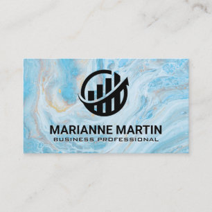 Bar graph Building Logo   Blue Marble Business C Business Card