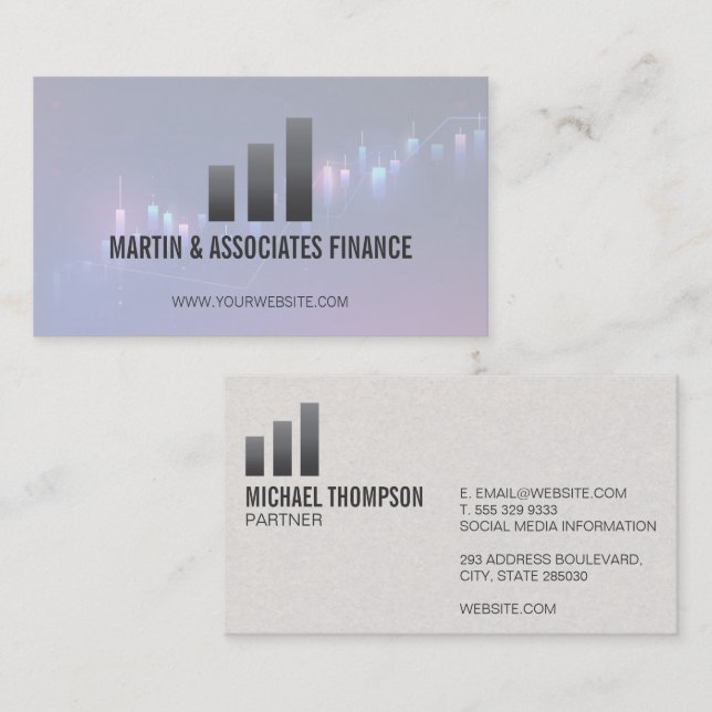 Bar Graph | Gradient | Financial Market Business Card (Front/Back)