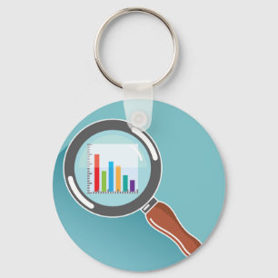 Bar Graph in Magnifying Glass Key Ring