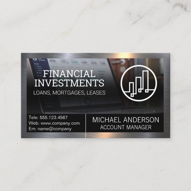 Bar Graph | Stocks Finance Business Card (Front)