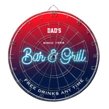 Bar & Grill Dad's Any Name Red Blue Funny Slogan