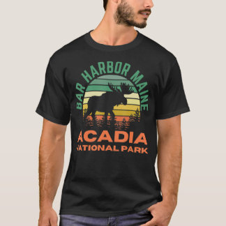 Bar Harbor Maine Acadia National Park Moose Retro  T-Shirt