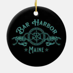 BAR HARBOR MAINE KEEPSAKE SOUVENIR HOLIDAY CERAMIC ORNAMENT
