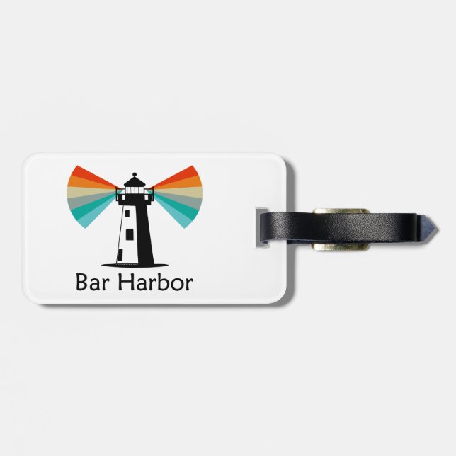 Bar Harbor Maine Lighthouse Rainbow Luggage Tag (Back Horizontal)