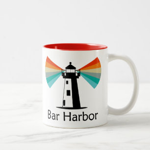 Bar Harbor Maine Lighthouse Rainbow Two-Tone Coffee Mug