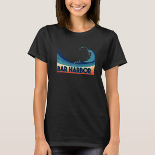 Bar Harbor Maine Retro Surf Sailing & Fishing Vaca T-Shirt
