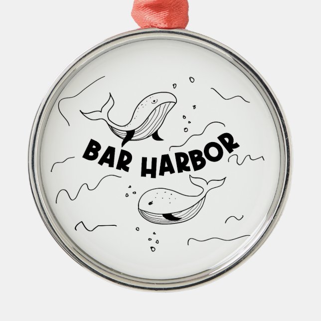 Bar Harbor Maine Whales Metal Ornament (Front)