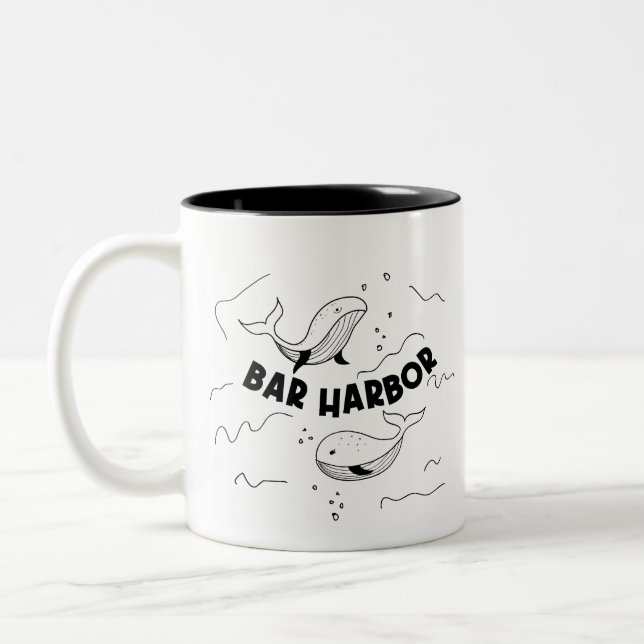 Bar Harbor Maine Whales Two-Tone Coffee Mug (Left)