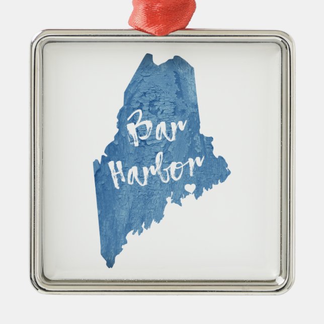 Bar Harbor Maine Wood Grain Metal Ornament (Front)