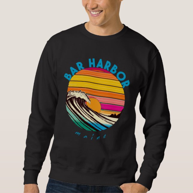 Bar Harbor Retro 1980s Beach Style Maine Sweatshirt (Front)