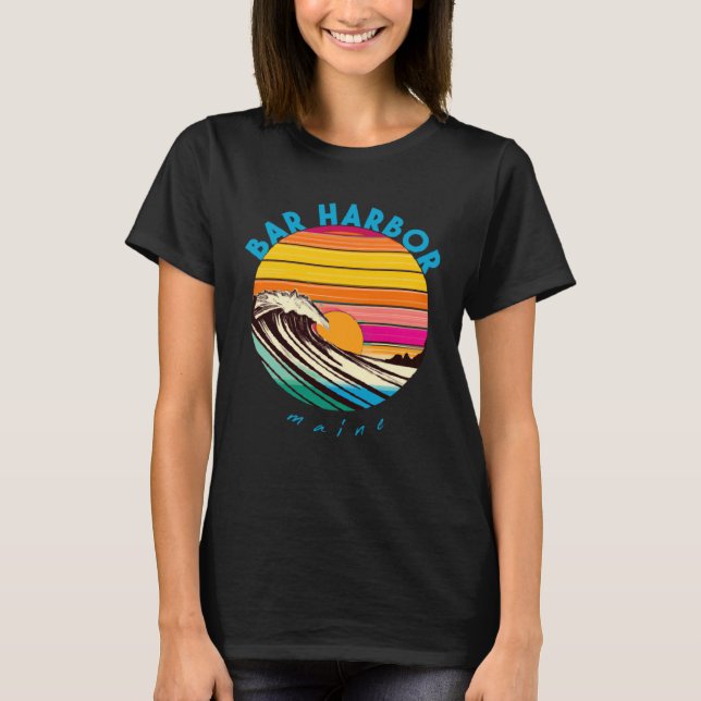 Bar Harbor Retro 1980s Beach Style Maine T-Shirt (Front)