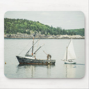 Bar Harbour Maine Boats in the Ocean Mouse Pad