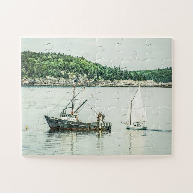 Bar Harbour Maine Boats Oversized Jigsaw Puzzle (Horizontal)