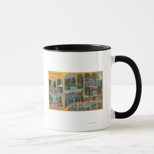Bar Harbour, Maine - Large Letter Scenes Mug (Right)