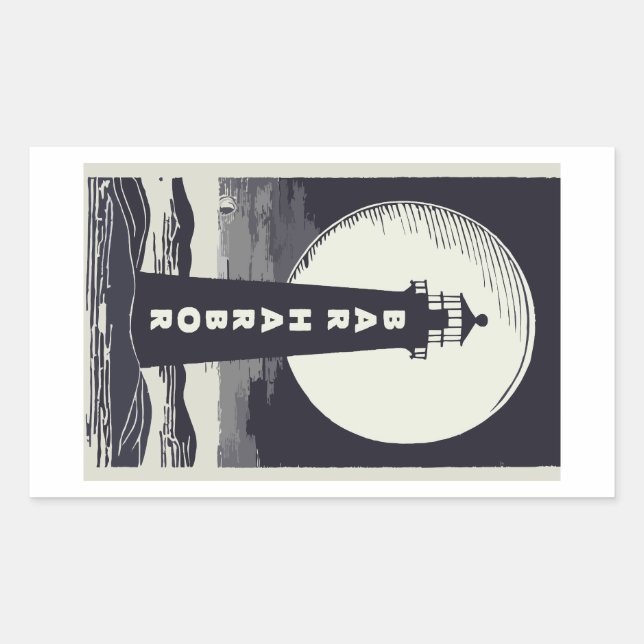 Bar Harbour Maine Lighthouse Moon Rectangular Sticker (Front)
